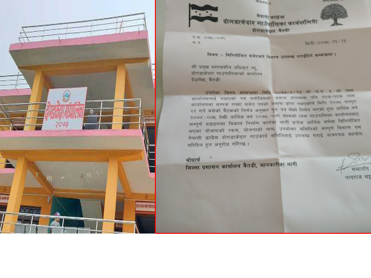 कांग्रेसले दोगडाकेदार गाउँपालिकासंग माग्यो बजेट विवरण